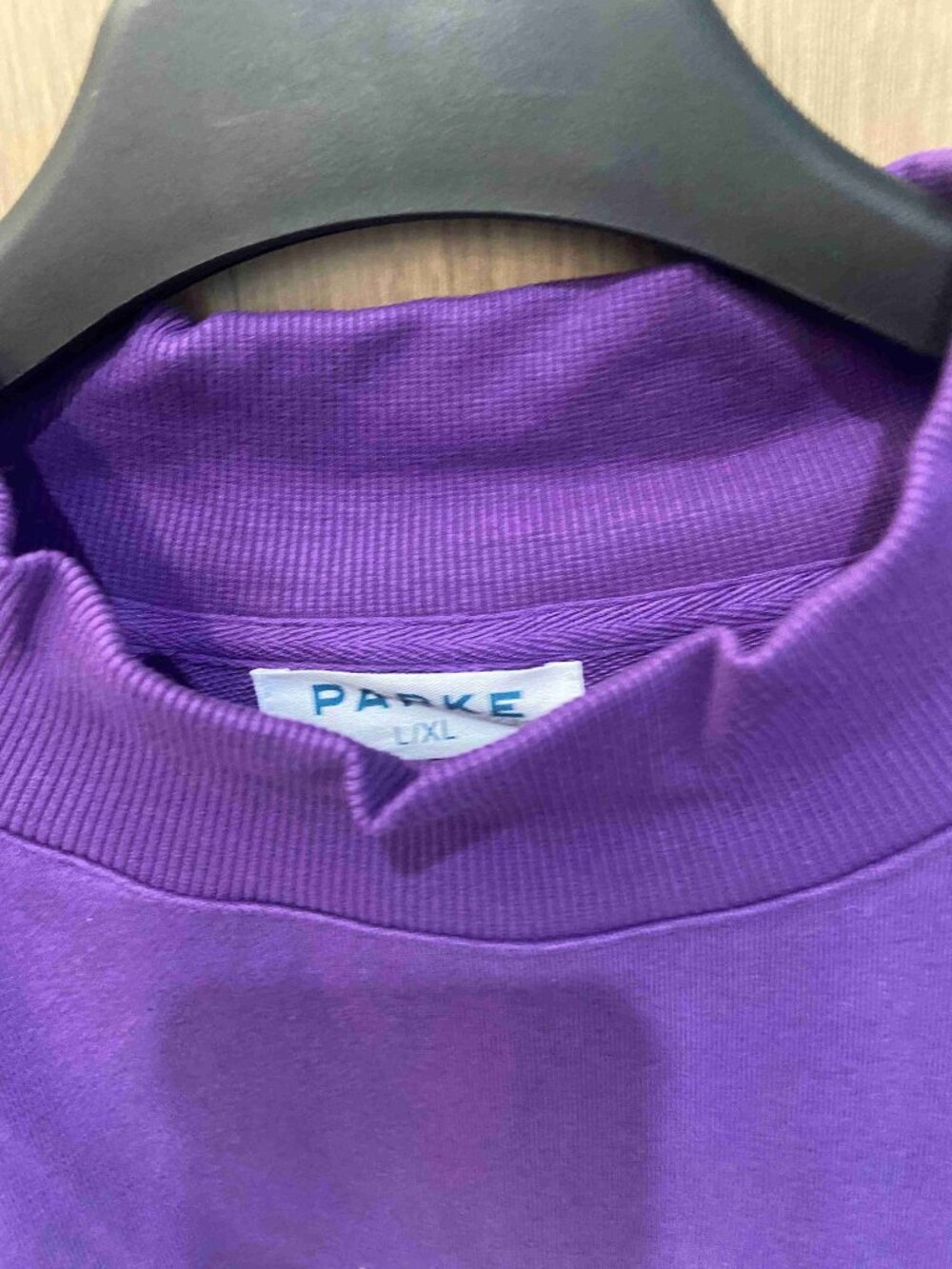 PARKE Oversized Purple High Neck Varsity Pullover - Picture 2 of 6